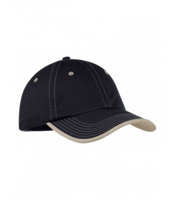 Port Authority Men's Vintage Washed Contrast Stitch Cap - Navy and Light Sand - CO113MW7JW7