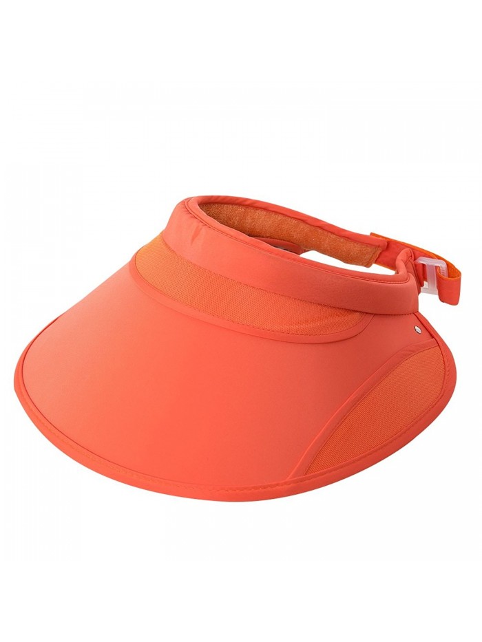 iShine Visor Hats Wide Brim Cap SPF 50+ UV Protection Summer Beach Sun Hats For Women - Orange - CA182WL9ISL