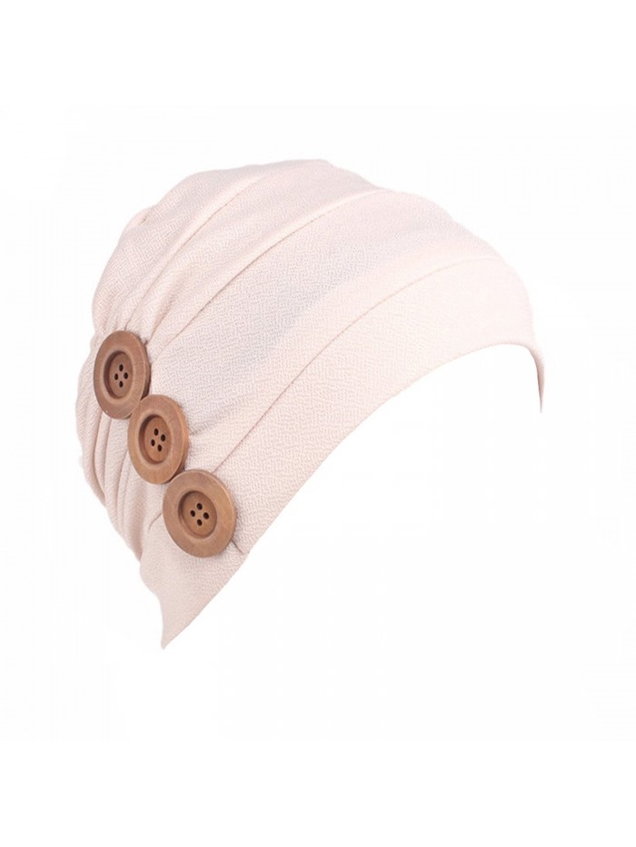 HONENNA Women Chemo Turban headband Scarf Slouchy Beanie Cap Hat for Cancer Patient - Beige - CZ185DYGDDC