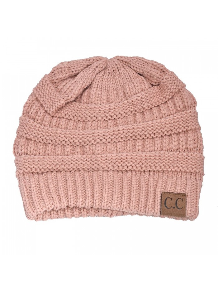 HUE21 Women's Sloutch Knit Beanie Hat - Rose Pink - CE11OXPR2IN