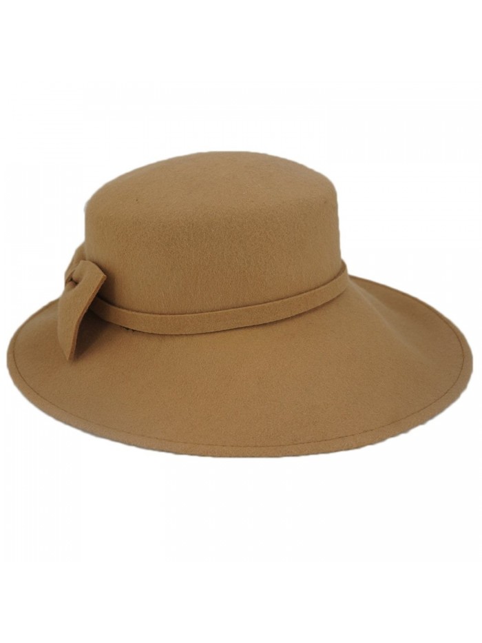 Koola's Hat Lady Wool Felt Hat Fedora Bowknot Leisure Cap Winter Hat - Brown - CB185UCZ85Y