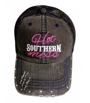 Hot Southern Mess Washed Vintage Trucker Cap Headwear - Brown - C311OH1VAO9