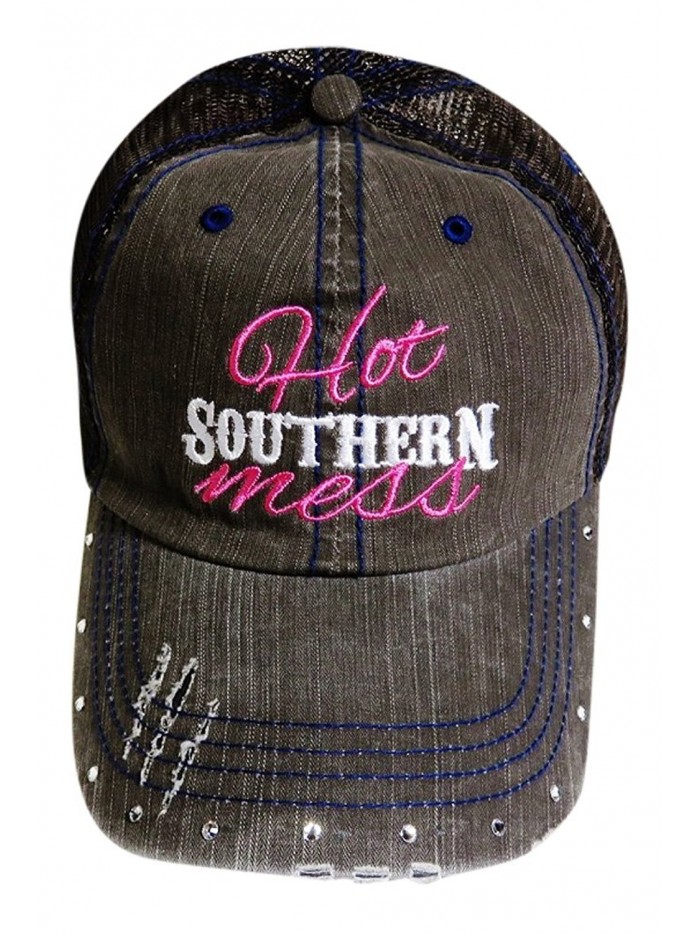 Hot Southern Mess Washed Vintage Trucker Cap Headwear - Brown - C311OH1VAO9