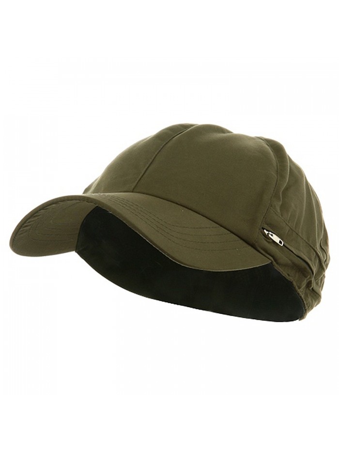 Zippered Flap Caps - Olive - C8111C691P3