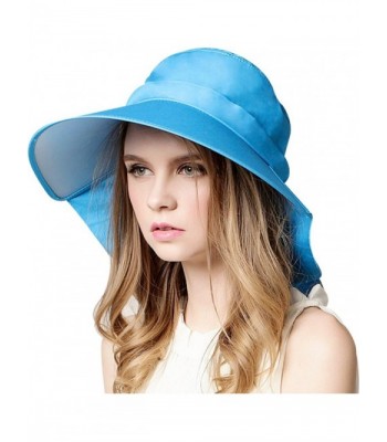 Bienvenu Ladies Sun Visor Wide Large Brim Swimming Beach Sun Hat - Dark Blue - C112EA05HZJ