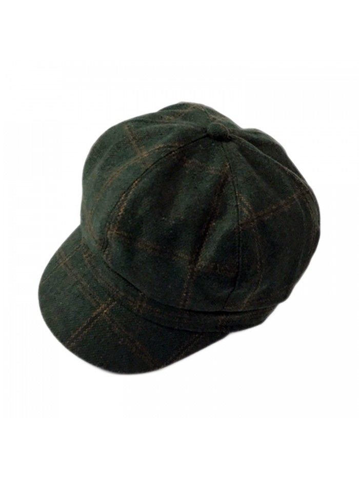 ZLSLZ Womens Woolen Tweed IVY British newsboy Cabbie Gatsby Beret Painter Hat Cap - Green - C4186R7OEDQ