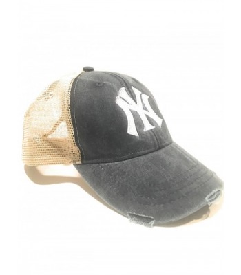 Mary's Monograms Monogrammed NY Yankees Navy Blue Distressed Trucker Hat - CS1822Y7M88