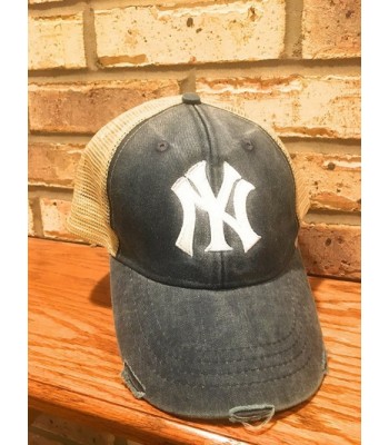 Marys Monograms Monogrammed Yankees Distressed in Women's Baseball Caps