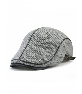 Men's newsboy duckbill IVY Flat Cap Scally Warm Knitted Hat - Grey - CM18935C887