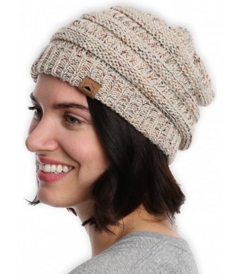 Cable Knit Beanie Tough Headwear - Off White Confetti - CB184ALMRX7