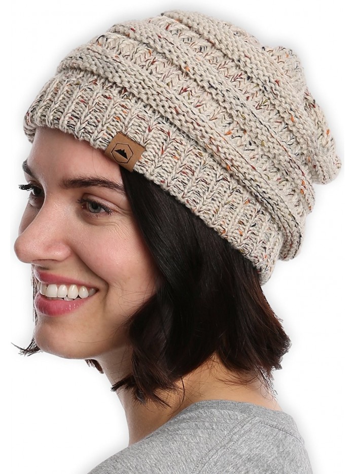 Cable Knit Beanie Tough Headwear - Off White Confetti - CB184ALMRX7