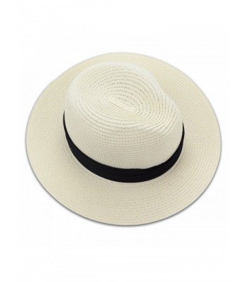 Medium Floppy Wide Brim Women's Summer Sun Beach Straw Hat with Black ...