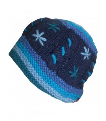 1418 Agan Traders Himalayan Sheep Wool Women's Fleece Lined Hat OR Mitten OR Folding Mitten Nepal - Hat - Blue M1 - CX188N467ME