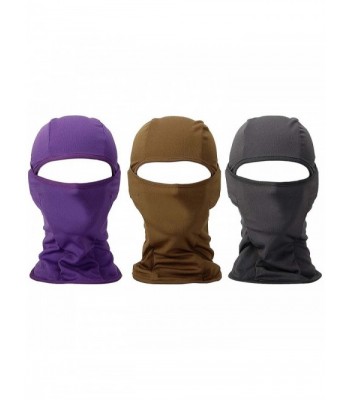 Bundle Monster 3pc Lightweight Breathable Wind UV Protecting Face Mask Balaclava - Purple Brown + Gray - CC11UB5DV07