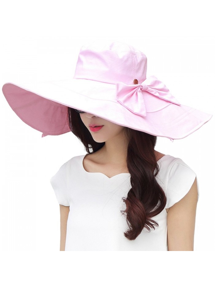 Siggi Womens Summer Floppy Cotton Sun Hat Wide Brim Packable Reversible UPF 50+ - 69076_pink - C412H19JDVL