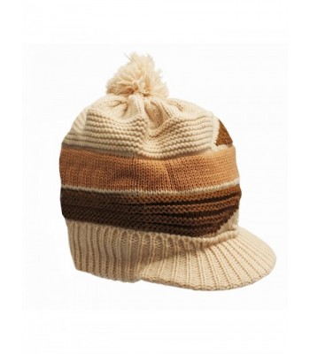 Beige Kids Visor Beanie Hat