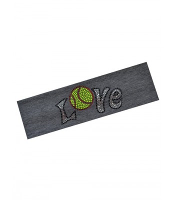LOVE Softball Rhinestone Stretch Headband - Dark Gray - C311TL64YF3