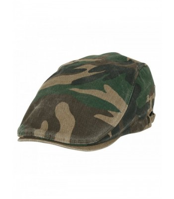 ililily Camouflage Pattern Washed Cotton Golf Hat Flat Strap Newsboy Cap - Olive Military - C611JS6L8V9