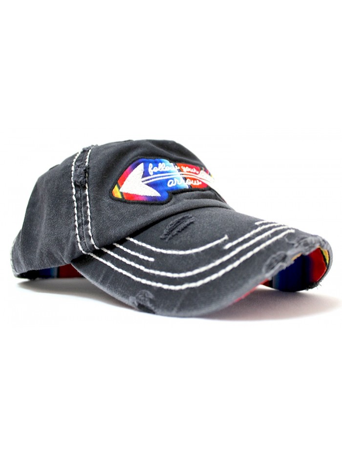 Follow Your Arrow Serape Color Patch-Embroidery Distressed Vintage Cap - CH182RYEA7E