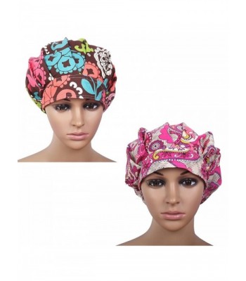 Doctor Classic Scrub Hat Adjustable Sweatband Bouffant Cap for Women Ponytail - Print 2+print 4 - CU184HT6DSD