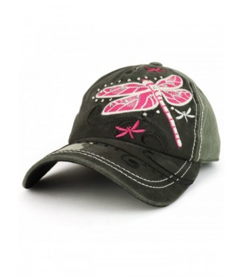 Trendy Apparel Shop Dragonfly Embroidered Stitch Multi Color Baseball Cap - Grey Charcoal - CX1898LKWRH