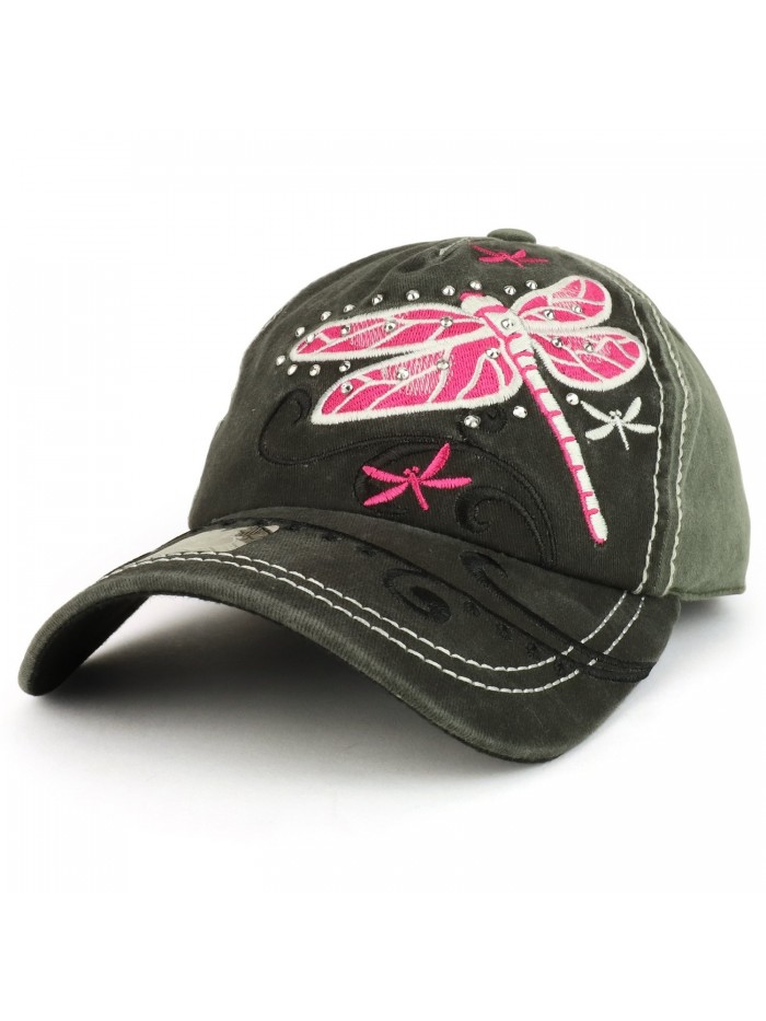 Trendy Apparel Shop Dragonfly Embroidered Stitch Multi Color Baseball Cap - Grey Charcoal - CX1898LKWRH