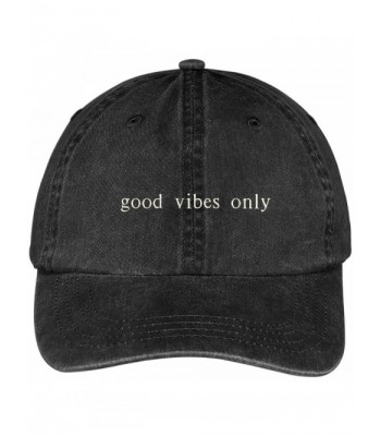 Trendy Apparel Shop Good Vibes Only Embroidered Pigment Dyed Washed Cotton Cap - Black - CA12KIK2JEX