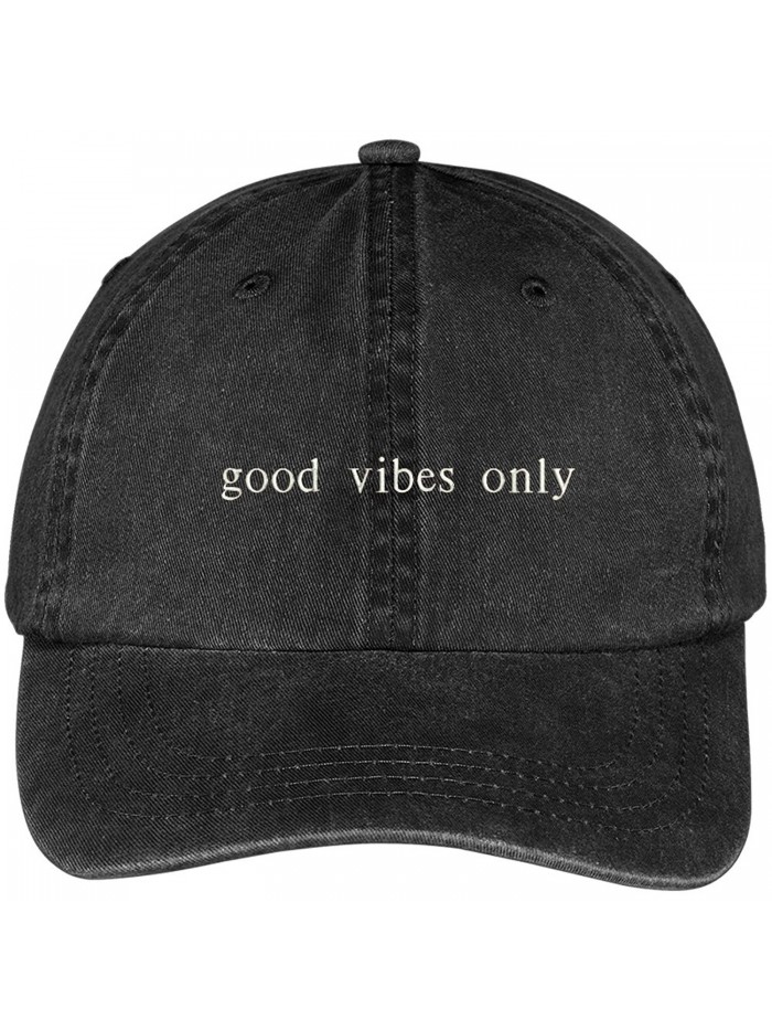 Trendy Apparel Shop Good Vibes Only Embroidered Pigment Dyed Washed Cotton Cap - Black - CA12KIK2JEX