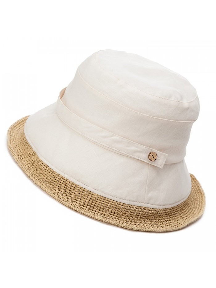 Siggi Womens UPF50 Cotton Packable Sun Hats w/ Chin Cord Wide Brim - 89335_beige - CX182YYGW5Z