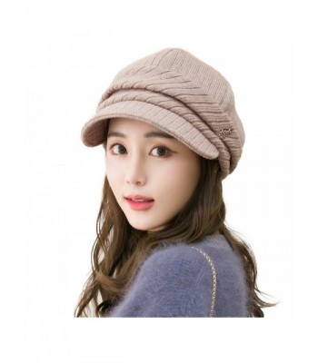 Siggi Wool Knitted Visor Beanie Winter Hat for Women Newsboy Cap Warm Soft Lined - 89365_coffee - CM187E05ZES