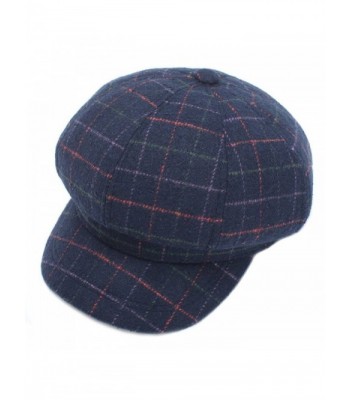 HH HOFNEN Womens & Mens Wool Plaid Visor Beret Hat newsboy Cabbie Painter Cap - Navy - CK189OUD36O