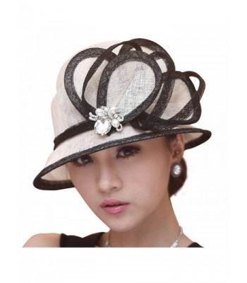 June's Young Summer Women Hats Fashion Sun Hat Bucket Leaf Stones - Off White/Black - C011O9OE28L