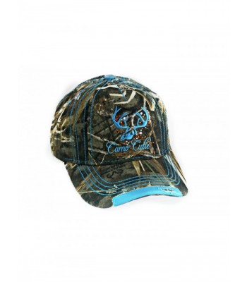 Womens Realtree Camo Cap with Blue Trim and Camo Cutie logo Plus Free Decal - C611AABFPOP