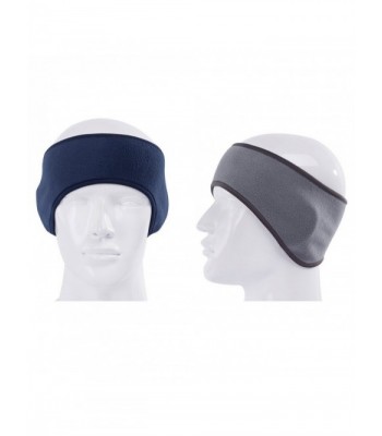 GoYonder Fleece Thermal Headbands Ear Warmers Ear Muffs (Set of 2 Colors) - Navy/Gray - CK12BA939N5