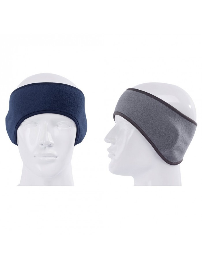GoYonder Fleece Thermal Headbands Ear Warmers Ear Muffs (Set of 2 Colors) - Navy/Gray - CK12BA939N5