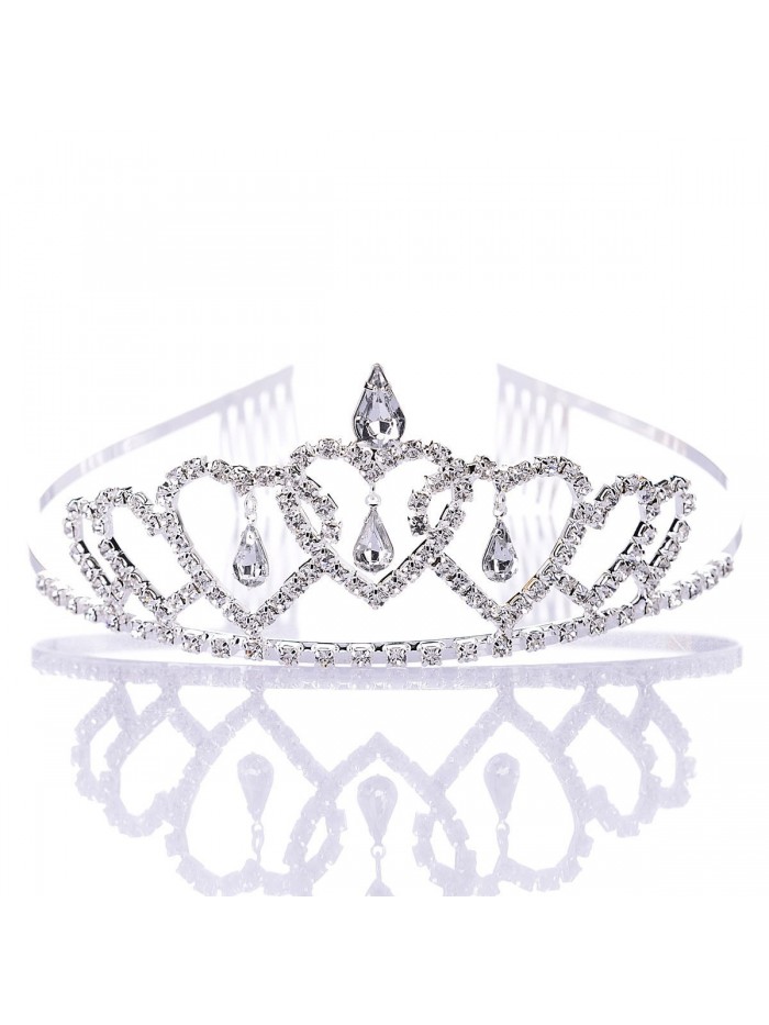 Remedios Flower Girl Heart Shape Rhinestone Wedding Headband Tiara Kid Girl Party Crystal Princess Headpieces - C512B1OE6IR
