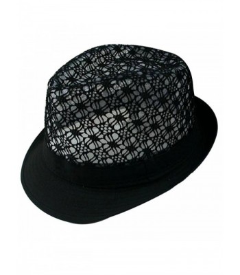 LerBen Women Summer Beach Colorful Brim Fedora Hat Sun Hats - Black - CN12G2KRA91