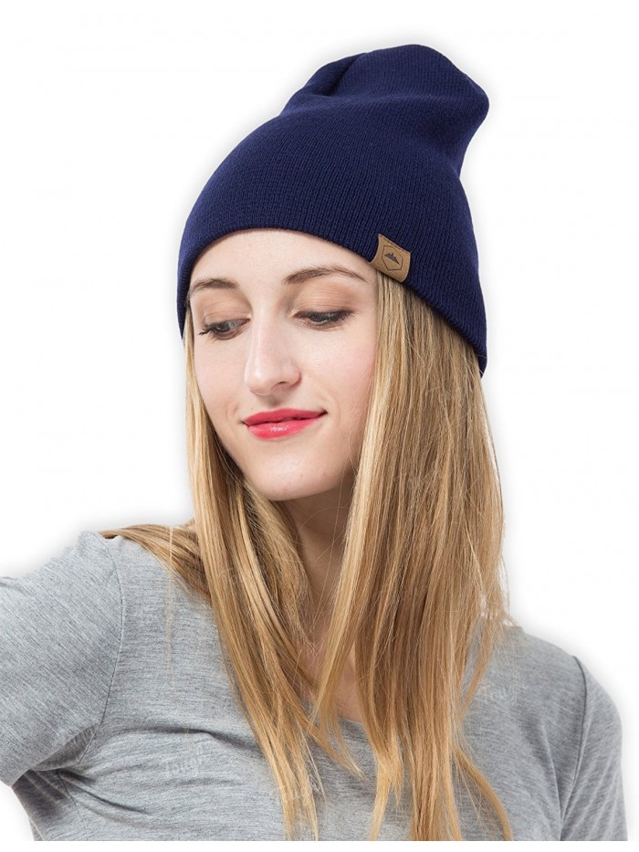 Daily Knit Beanie Tough Headwear - Navy Blue - CZ12MJ3WX5R