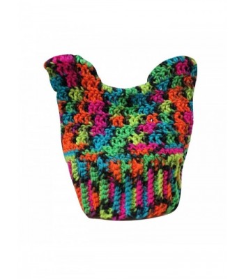 TrendyLuz Rainbow Pink Pussy Cat Ears Pussycat Hat Pussyhat Women Knit Crochet Beanie Hat - CI17YE60XUX
