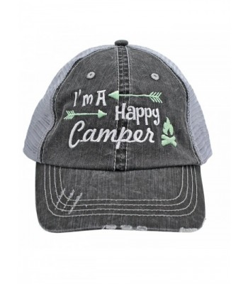 Light Green I'm am A Happy Camper Women Embroidered Trucker Style Cap Hat Rocks any Outfit - CY1820OCYKA