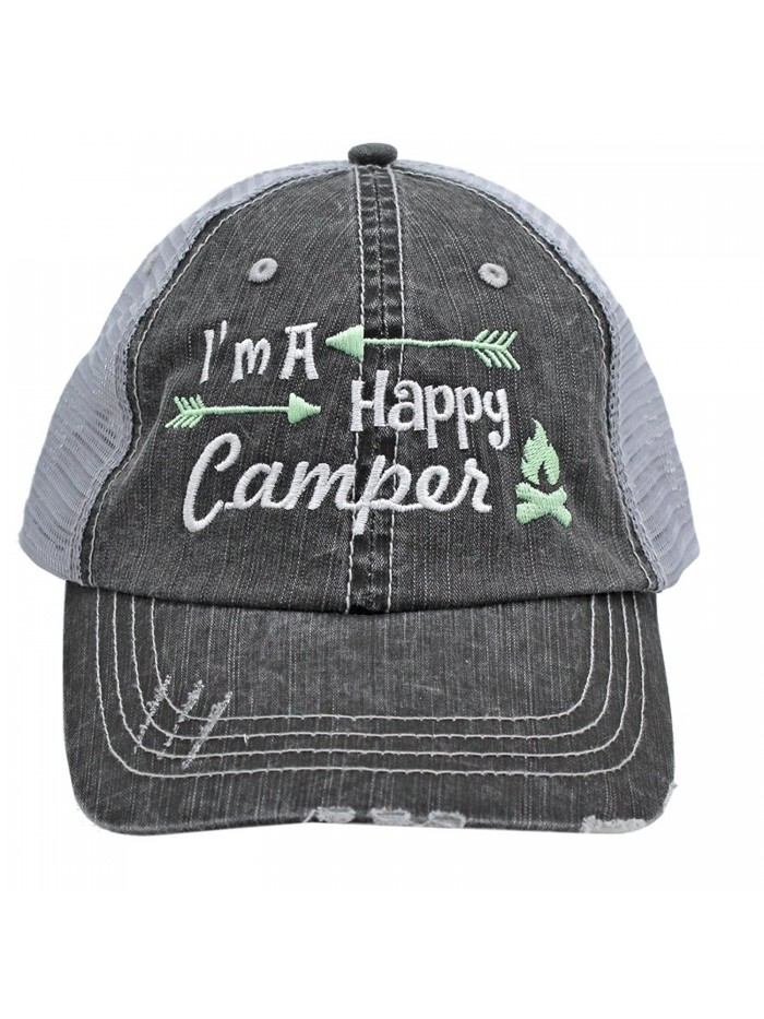 Light Green I'm am A Happy Camper Women Embroidered Trucker Style Cap Hat Rocks any Outfit - CY1820OCYKA
