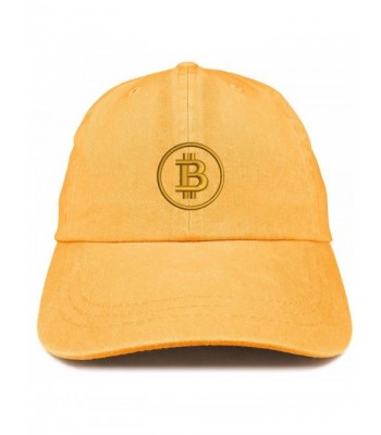 Trendy Apparel Shop Bitcoin Embroidered Washed Cotton Adjustable Cap - Mango - CB185LUK7XN