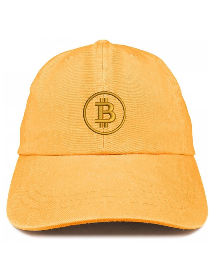 Trendy Apparel Shop Bitcoin Embroidered Washed Cotton Adjustable Cap - Mango - CB185LUK7XN