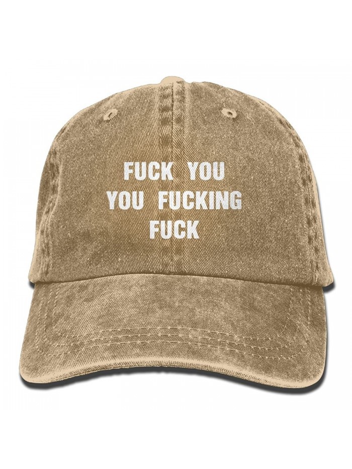 Men's Or Women's FUCK YOU YOU FUCKING FUCK Denim Fabric Baseball Hat Adjustable Dad Hat - Natural - C4187ZA0CD9