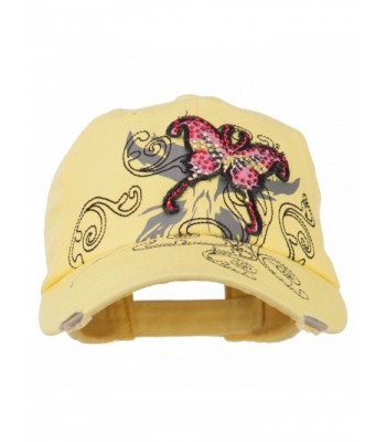 Baseball Cap with Jeweled Butterfly - Yellow - CM11P5HKF8R