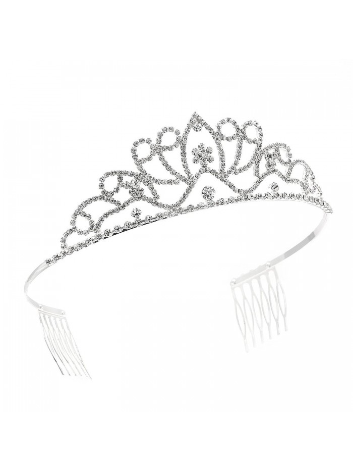 Silver Crystal Rhinestone Princess Tiara Crown - C411GZ82THF