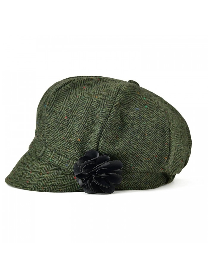 VOBOOM Women's newsboy Caps Wool Blend Back Adjustable Stretch Fit - 171-green - CM189HQZM0O