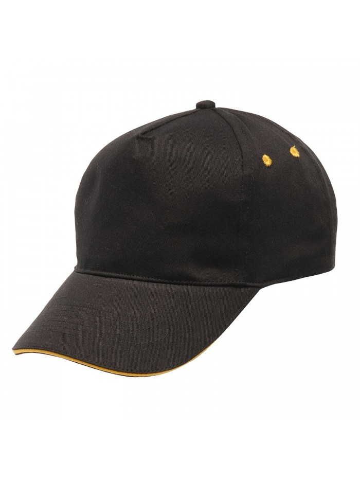 Regatta Standout Adults/Unisex Amston 5 Panel Cap With Sandwich Peak - Black/Bright Yellow - CT12NVL8QKN