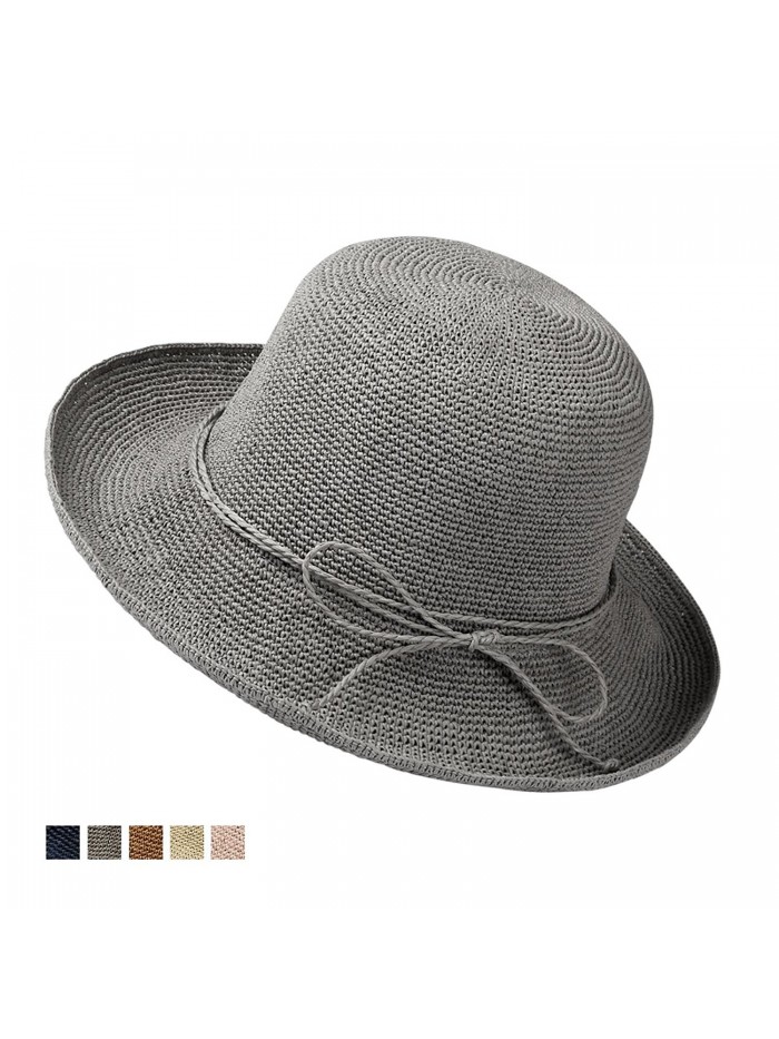 Naomitime Foldable Handmade Paper Straw Hat Beach Sun Hats For Women and Girls - Gift Package - Grey - CO180DDK4N0 Naomitime Foldable Handmade Paper Straw Hat Beach Sun Hats For Women and Girls - Gift Package - Grey - CO180DDK4N0