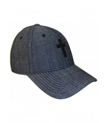 Christian Cross Black Denim Adjustable Baseball Cap (One Size- Black/Black) - C812D7MUAV7